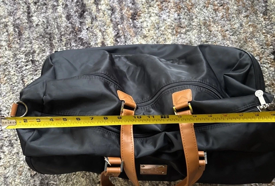 Joy Mangano JM New York Black Expandable Duffel Bag Luggage Roller Wheels 21" L - Image 4 of 4