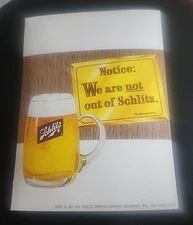 Schlitz  Notice: We Are Not Out of Schlitz 1967  Advertisement 