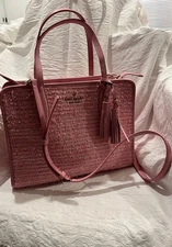 Kate Spade Pink Purse Gold Hardware satchel fabric and leather Rare
