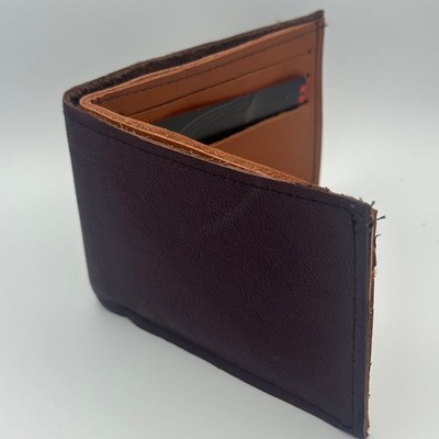 Minimalist Handmade Oaxaca Leather Wallet Burgundy Wine Bifold