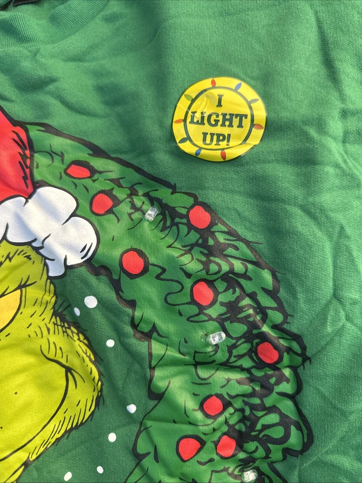 ⚡️Ugly Christmas Sweater- The Grinch Light Up XL - Image 3 of 4