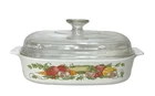 Corning Ware Garden Harvest A-10-B Casserole Dish w/ Glass Pyrex Lid 10x10x2 Vtg