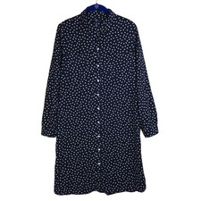 Gap Women Shirt Dress Size Large Buttons Hearts Navy White Feminine Boho Cottage