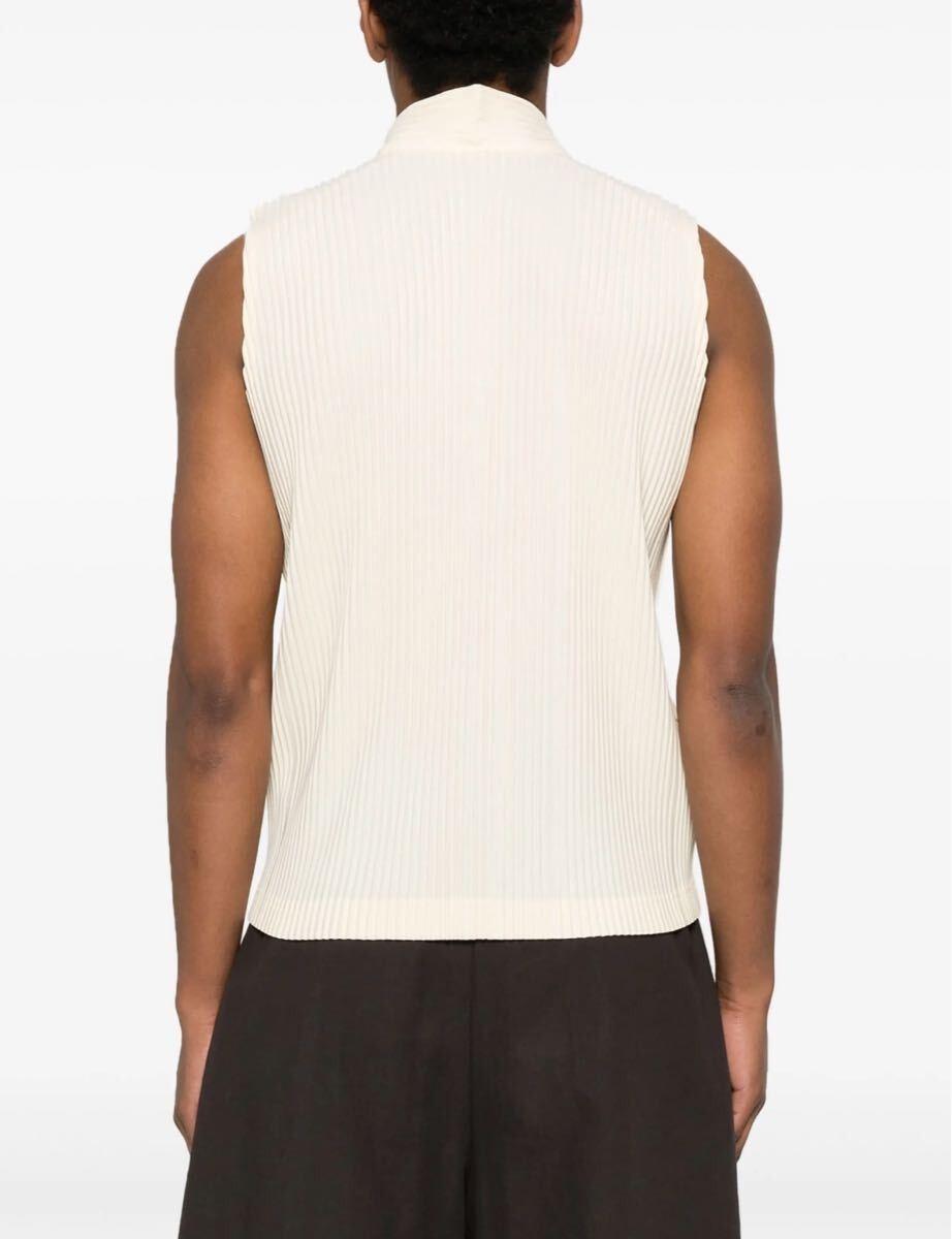 New Rare HOMME PLISSE ISSEY MIYAKE Scarf Vest Tank Top Light Ivory