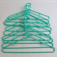 Set of 10 Teal Green Plastic Clothes Hangers Shirts or Bottoms