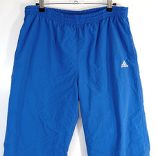 Vintage Adidas Sweatpant Joggers Medium Blue Pants Lined Zip Cuffs 90s Y2K