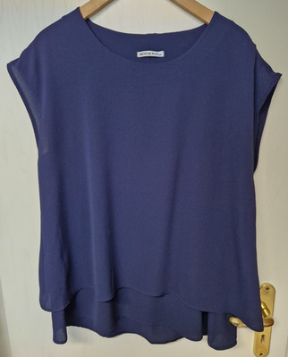 Monaco blue Sommer-Tunika Bluse Top im Lagenlook ärmellos dunkelblau Gr. M 38/40