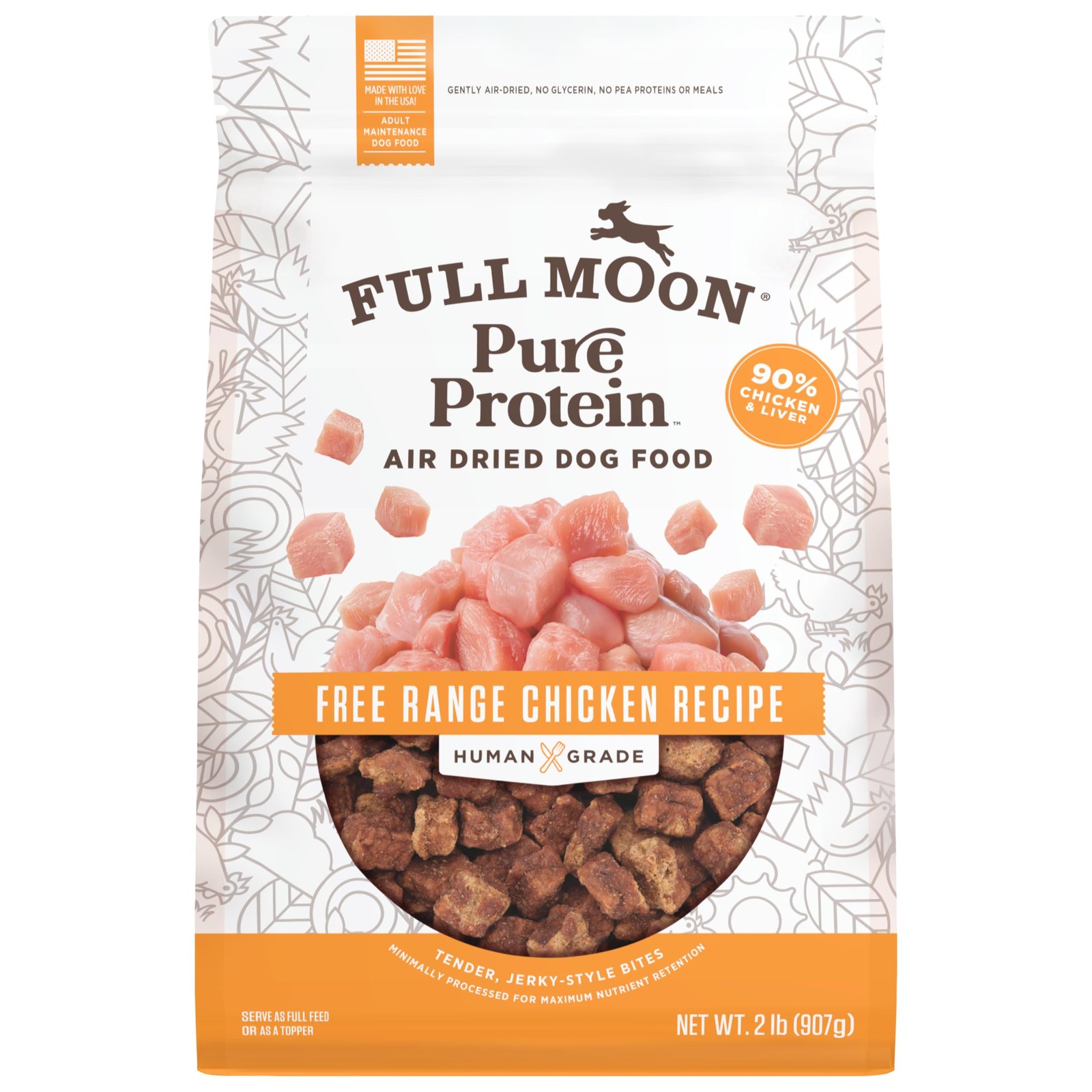 Full Moon Pure Protein Air Dried Dog Food, Free Range Chicken, 2lb