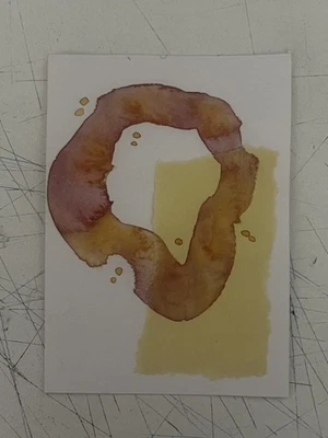ACEO Original Watercolor Painting - Abstract Nature Yellow Mixed Shapes & Motion - Photo 1/2