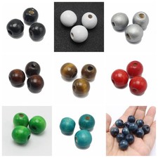 50pcs Round Wood Beads 14mm 0.55" Wooden Color for Choice Jewelry Craft DIY