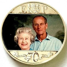 GIBRALTAR 1 CROWN 2017, 70th Wedding Anniv. Queen Elizabeth II & Prince Philip