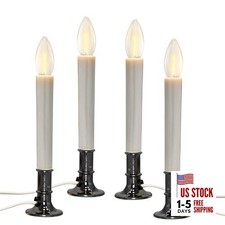 4 Pack Christmas Electric Window Candle Lamp with Nickel Base, Dusk to Dawn