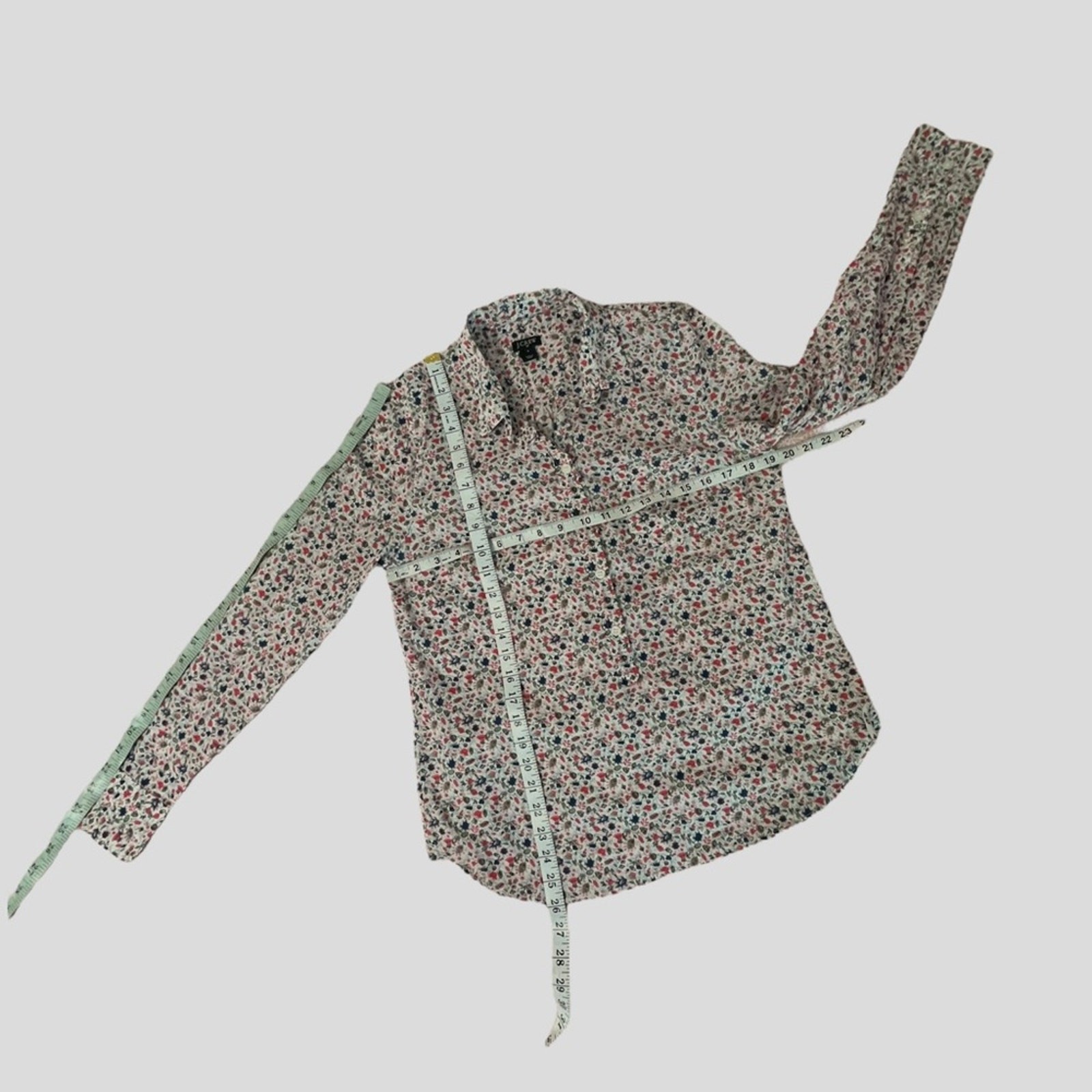J. Crew floral Oxford floral partial button up shirt size small image 7