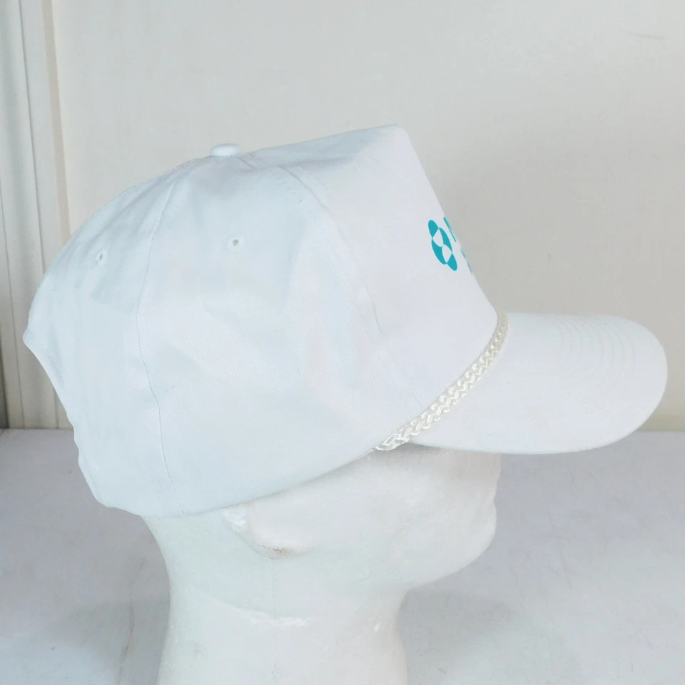 Sombrero de Colección Años 80 Merck Manufacturing Snapback Ala Cuerda Blanca Retro Farmacia Foto 3 de 4