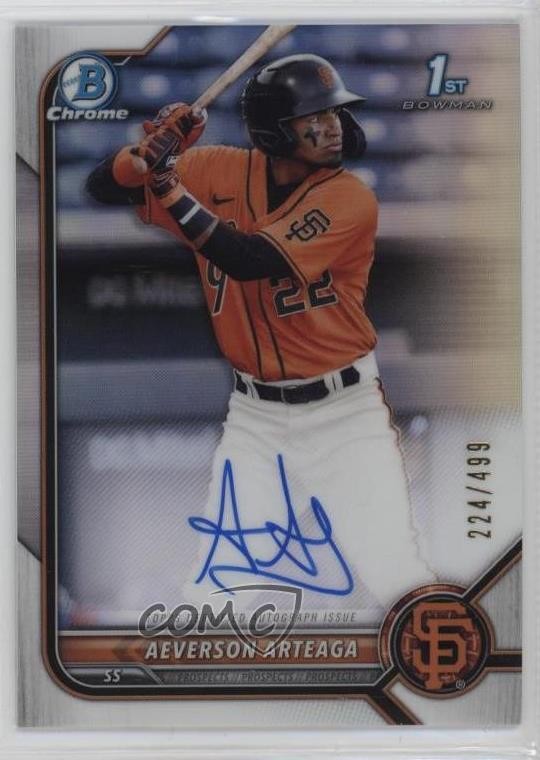 2022 Bowman Chrome Prospect Refractor 224/499 Aeverson Arteaga #CPA-AA Auto 1n2k