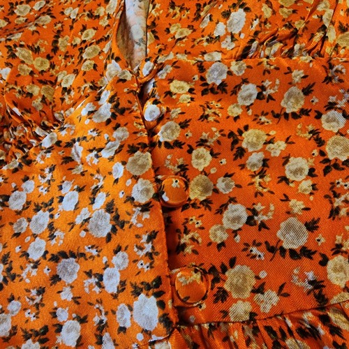Topshop Orange Floral Peplum Top Angel SZ 6 Boho Fall Harvest Cottagecore Autumn - Picture 4 of 14