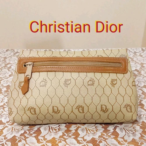 Christian Dior sac pochette cuir pvc authentique beige moyen femme France 115924