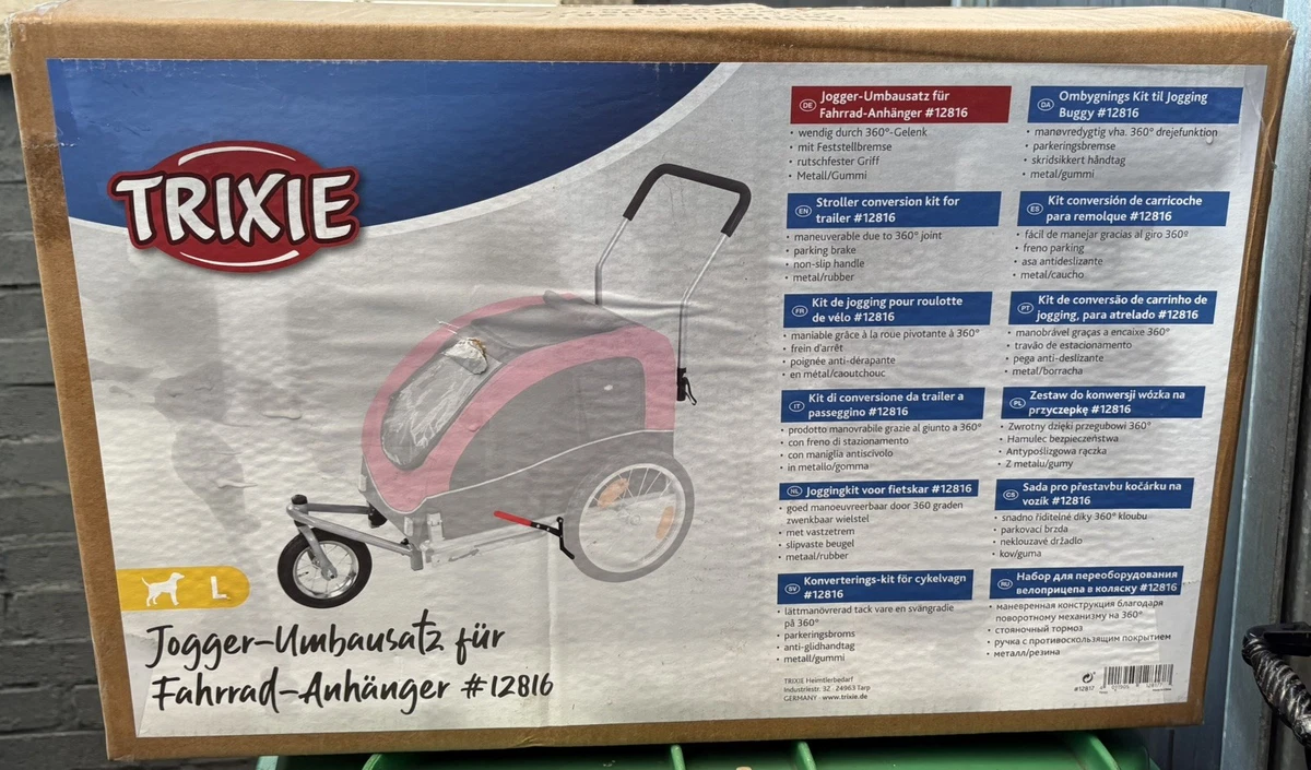 TRIXIE Jogger-Umbausatz für Fahrrad-Anhänger – schwenkbar, bis 25 kg