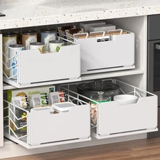 Pull Out Cabinet Organizer, Pantry Slide Out Drawer Organizer with Adhesive S...