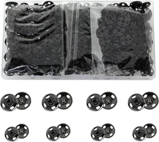 200 Sets Sew-on Snap Buttons,  12mm and 10mm Metal Snaps Fasteners Press Stud...