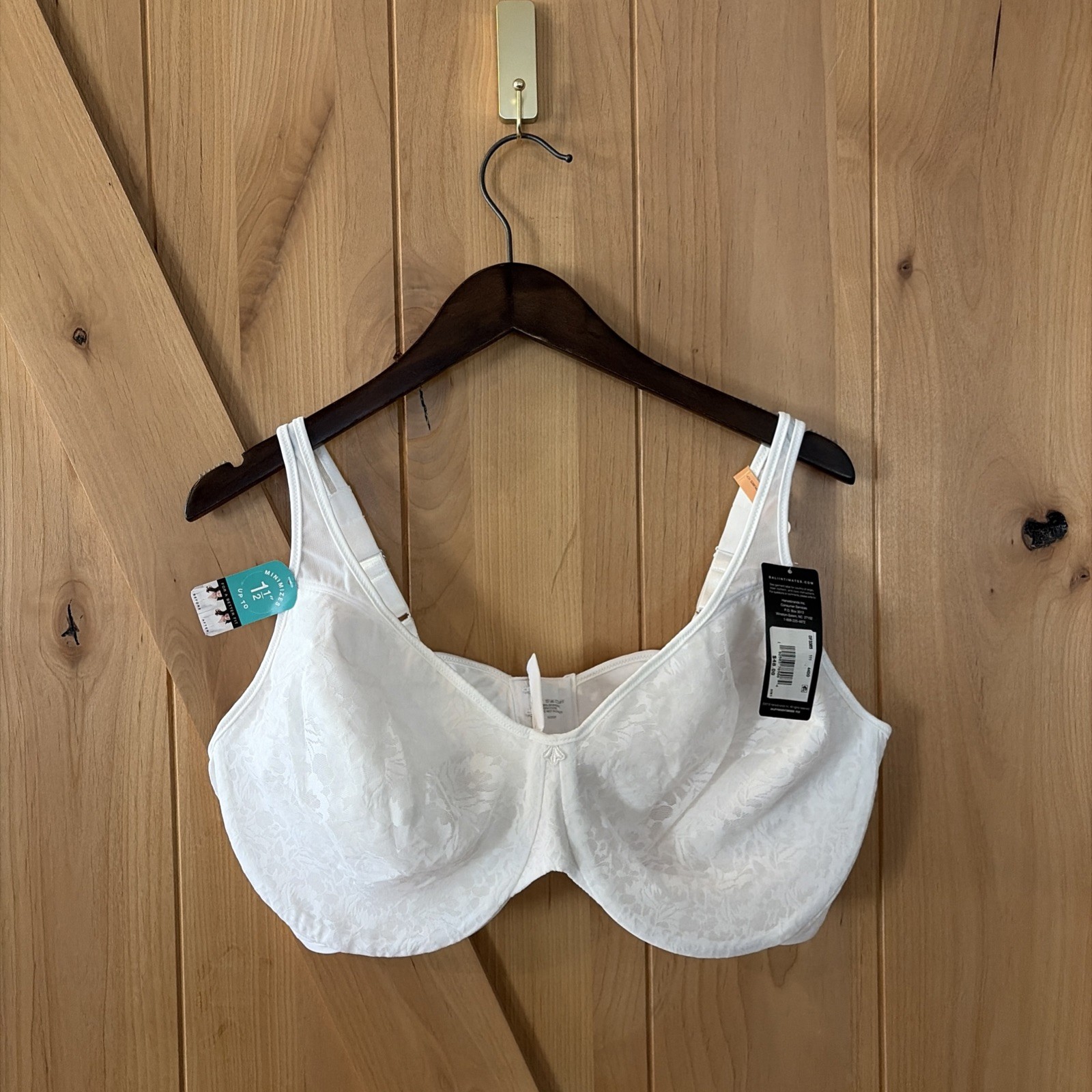 44DD Bali DF3385 Full Coverage Seamless Underwire Minimizer Bra White NWT