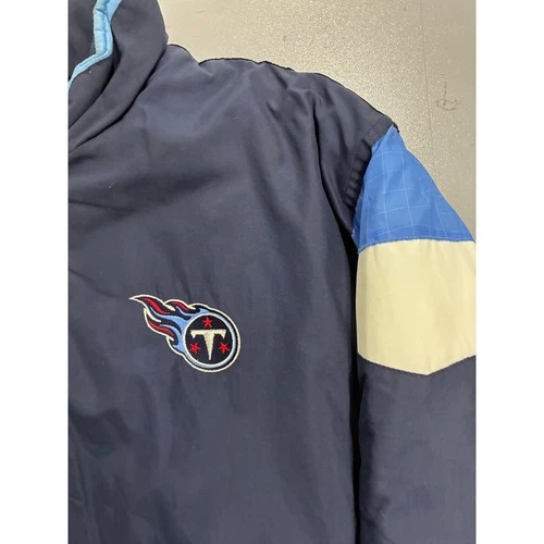 Vintage Logo Athletic NFL Tennessee Titans Jacket Navy Blue XL Game Day Puffy image 3