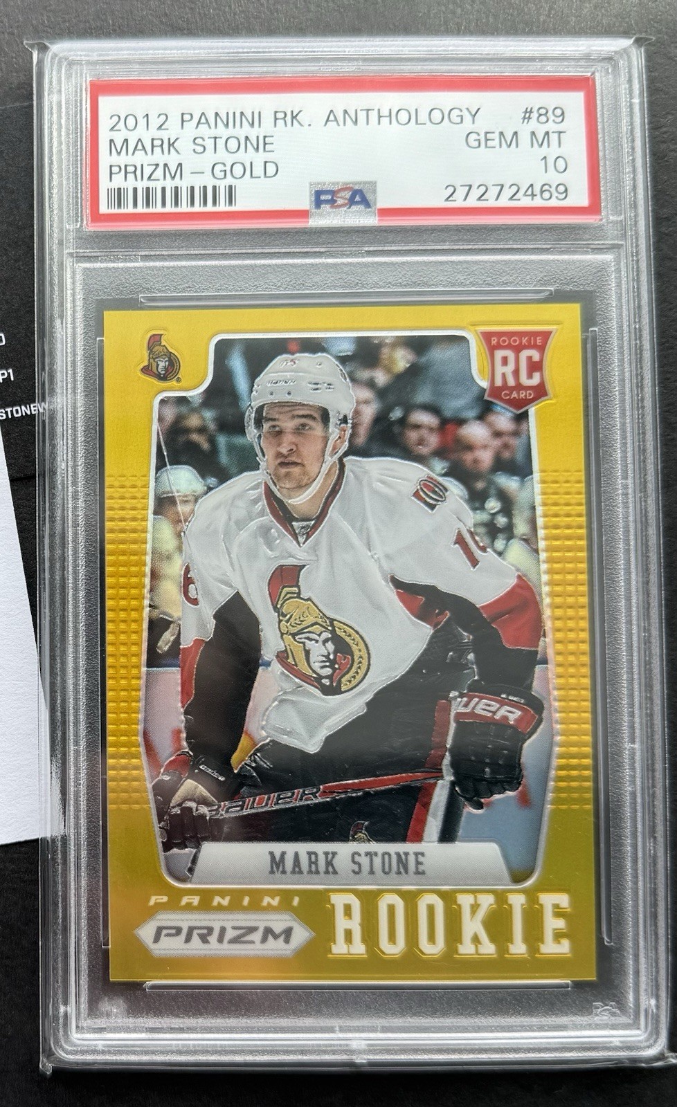 2012-13 Panini Prizm Gold 1/10 Mark Stone PSA 10 Rookie Las Vegas Golden Knights