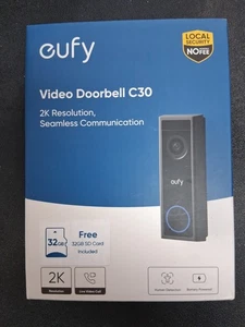 eufy C30 Wi-Fi Wireless Video Doorbell 2K Resolution. New In Box With 32 GB SD