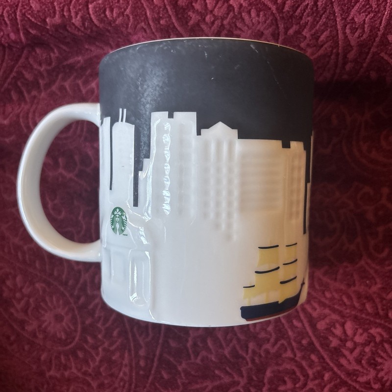 Starbucks Boston Collector Series Skyline City Coffee Mug Cup Black White 2012
