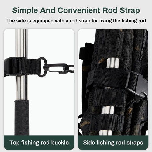 Fishing Tackle Backpack with Rod Holders and 4 Tackle Boxes Large Storage Fis... - Picture 4 of 7