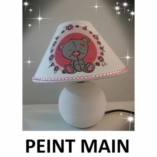 Lampe chevet fille un cadeau de naissance unique avec ourson peint E154