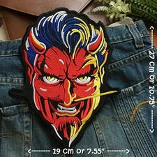 Red Devil Hell Biker Motorcycle Iron on Embroidered Large Back patch XL 