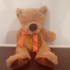 Disney Store Exclusive Golden Edgar Teddy Bear Ribbon Mickey Foot Pads 12" w tag