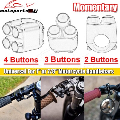 2-3-4-Button Motorcycle Momentary Switch For Cafe Racer 1  or 7/8  Handlebars