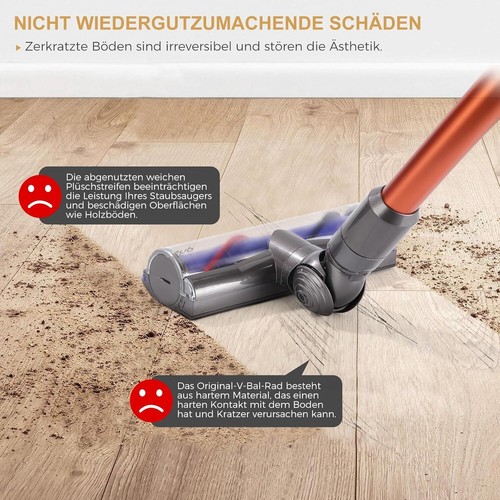 V-Ball Rad Weiche Plüschstreifen+ Rollen Räder Ersatzteile für Dyson V6 V7 V8 V1 - Bild 4 von 8