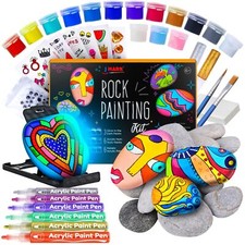 Premium Rock Painting Kit - Acrylic Paint Pens for Rock Painting Glow in The ...