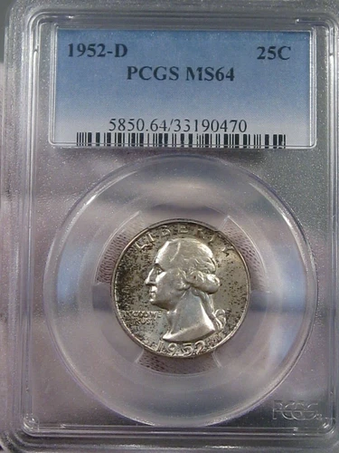 BU 1952-D Silver Washington Quarter PCGS MS64.  #12