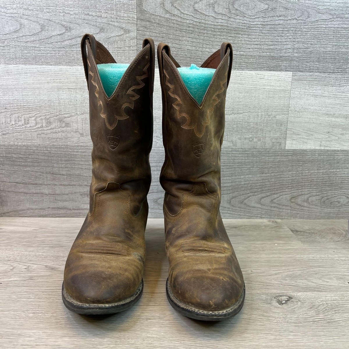 Ariat Boot Mens 9.5 EE Brown Leather Almond Toe Mid-Calf Pull On Western Cushion View 3