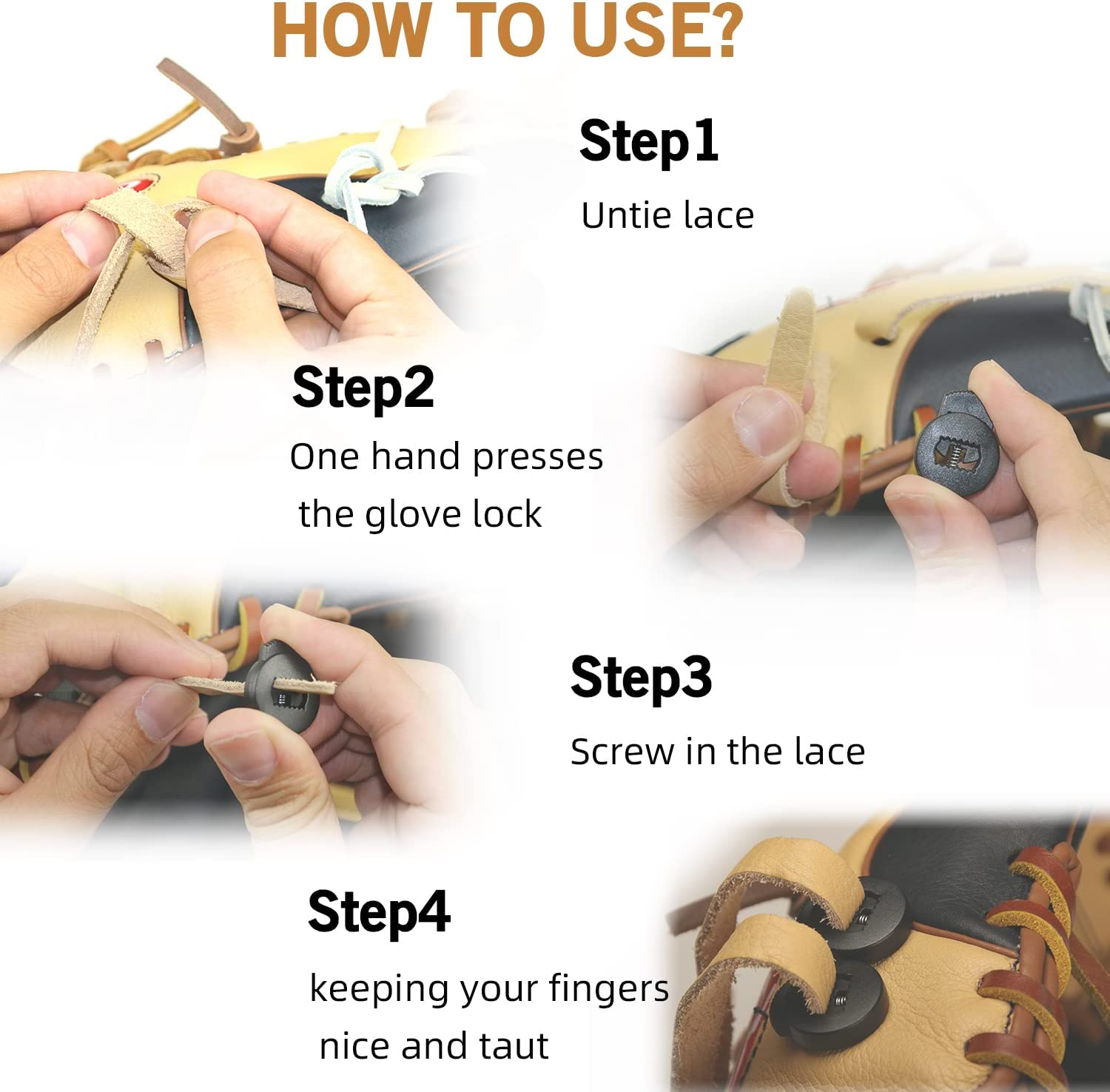 Glove Locks, Lace Locks for Baseball Glove 8 Pack, Never Need Thying