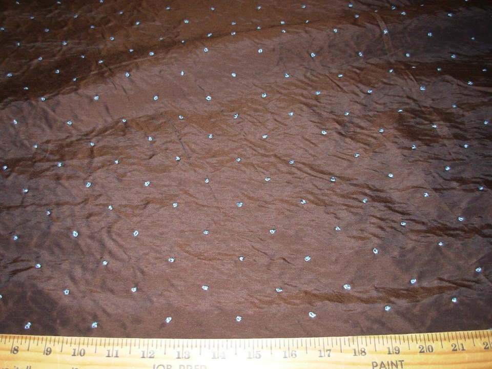 TELA DE TAPICERÍA DE CORTINAS BORDADA A LUNARES DE SEDA SINTÉTICA DE 4 YARDAS POR MENOS Foto 2 de 4