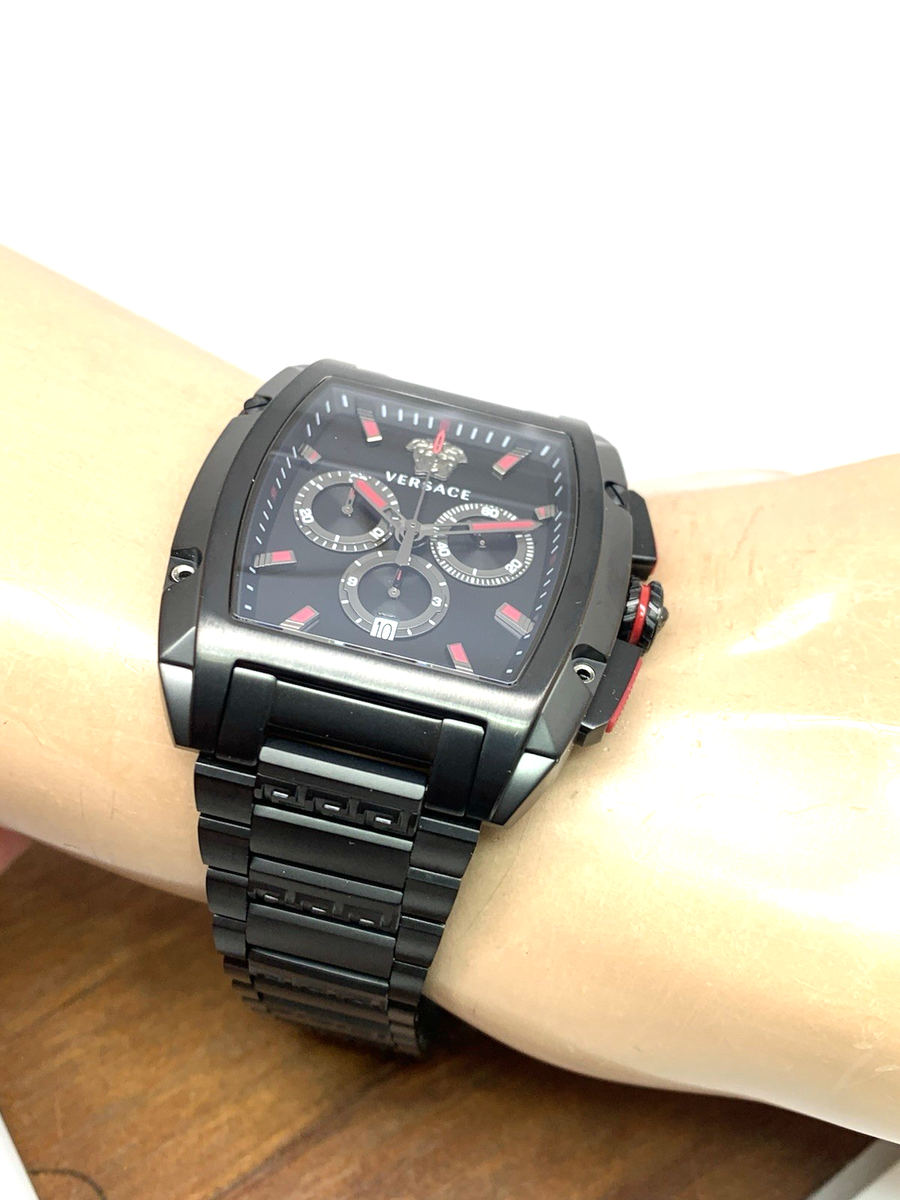Versace Mens Watch VE6H00623 Swiss Quartz Chronograph Black Dial