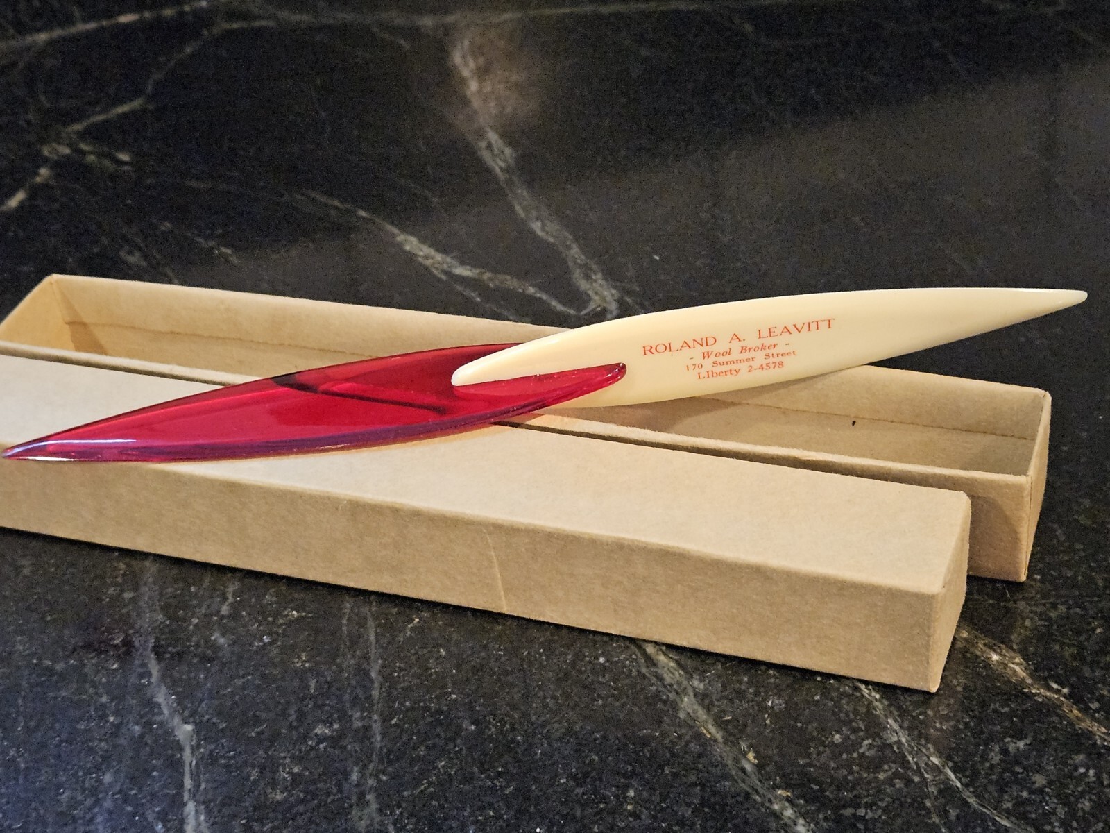 Vintage Advertising Letter Opener Original Box Roland Leavitt Wool