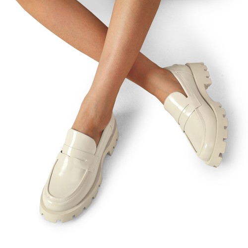 Women Comfort Loafer Shoes Round Toe Chunky Heel Slip On Penny Loafer Shoes - Picture 14 of 29