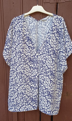 Tunique D'été George Pour Femme - Blanc Et Violet à Fleurs, Taille 10, Occasion Très Bon état
