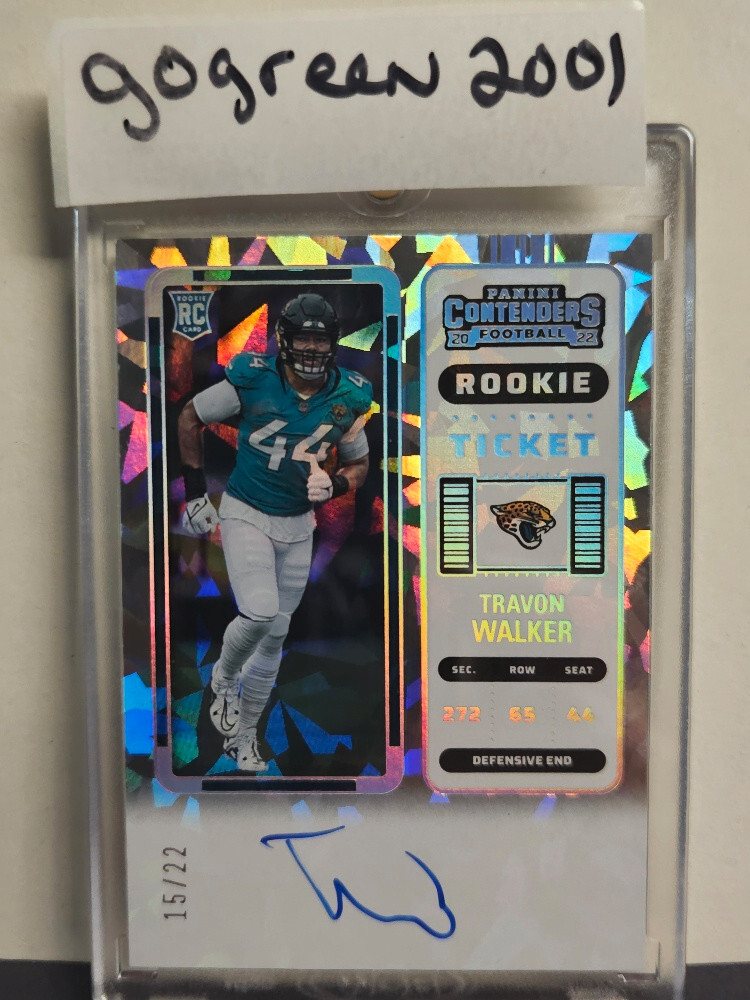 TRAVON WALKER AUTO 15/22 CRACKED ICE ROOKIE TICKET 2022 PANINI CONTENDERS JAGS