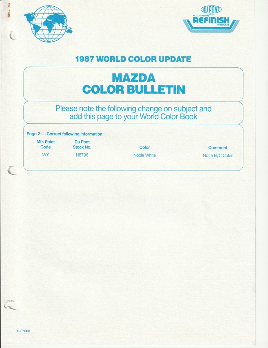 1987 MAZDA PAINT CHIPS (DUPONT & PPG) | eBay