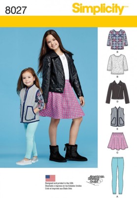 Simplicity Mädchen Schnittmuster 8027 Oberteile, Jacke, Weste, Rock & Bein...
