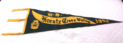 Vintage Kreutz CreekValley High School 1952 Pennant Union Emblem Company