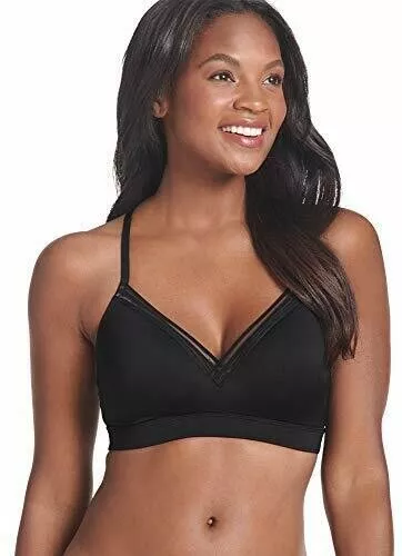 Jockey 237734 Womens Sport Medium-Impact Sports Bra Solid Black Size Small