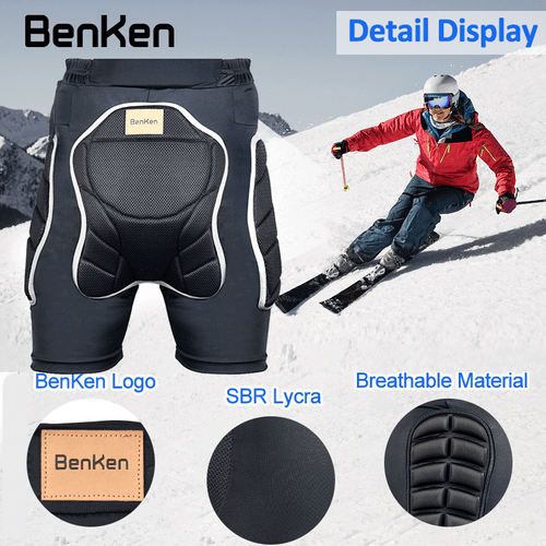 BenKen Cycling Protective Padded Shorts Snowboard Skate 3D Hip Protection Black - Picture 4 of 12